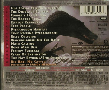 Jurassic Park 3: OST,16 Tr, by Randy Newman, Decca, D, 01 Typ: CD Best.-Nr.: 63352 Preis: 5,00 Euro