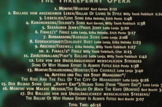 Dreigroschenoper: Erika Helmke,Ponto..Lotte Lenja, Pastels, D,rec.1930, 2000 Typ: CD Best.-Nr.: 65630 Preis: 4,00 Euro