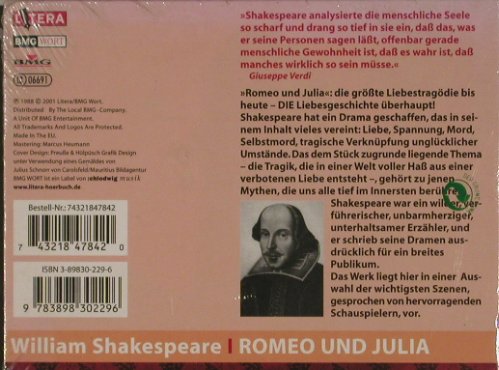 Romeo und Julia: W.Shakespeare,Szenenauswahl, FS-New, Litera/BMG Wort(74321847842), EU, 2001 - CD - 80458 - 7,50 Euro