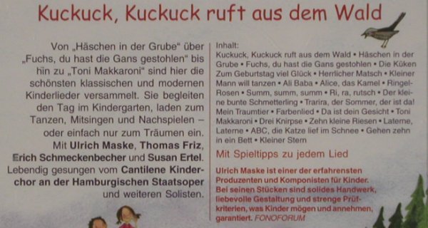 Kuckuck,Kuckuck ruft aus dem Wald: Ulrich Maske, Thomas Friz.., FS-New, Jumbo(411 366-2), D, 2005 - CD - 80461 - 6,00 Euro