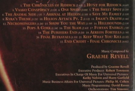 The Chronicles of Riddick: 22 Tr. By Graeme Revell, FS-New, Varese(VSD-6580), , 2004 - CD - 81184 - 10,00 Euro