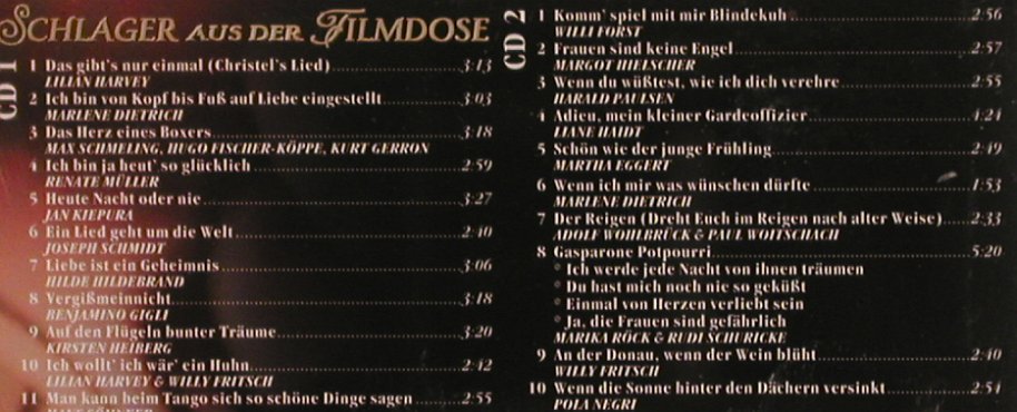 V.A.Schlager aus der Filmdose: Evergreens des d.Tonfilms,29-44, Disky, EU, 1998 Typ: 2CD Best.-Nr.: 83775 Preis: 10,00 Euro