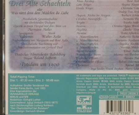 Kollo,Walter: Drei Alte Schachteln, Eurodisc, EC, 95 Typ: 2CD Best.-Nr.: 91803 Preis: 10,00 Euro