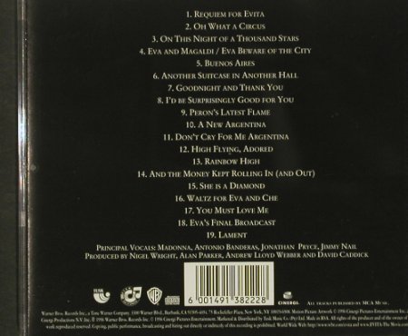 EVITA: Madonna as EVITA,Music From, WB(1852), RSA, 1996 - CD - 92435 - 11,50 Euro