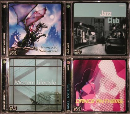 V.A.West One Music: 15 CDs from Sound Library, WOM,  Typ: 15CD Best.-Nr.: 92620 Preis: 9,00 Euro