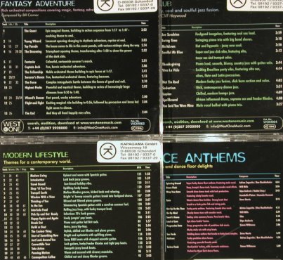 V.A.West One Music: 15 CDs from Sound Library, WOM,  Typ: 15CD Best.-Nr.: 92620 Preis: 9,00 Euro