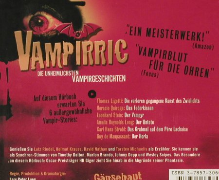 Vampirric: Die Unheimlichsten Vampirgeschichte, LPL, D,FS-New, 2005 Typ: 4CD Best.-Nr.: 93032 Preis: 10,00 Euro