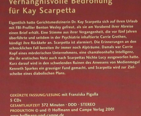 Brandherd: Kay Scarpetta,mit F.Pigulla, Digi, Hoffmann und Campe, , 2001 Typ: 5CD Best.-Nr.: 93916 Preis: 10,00 Euro