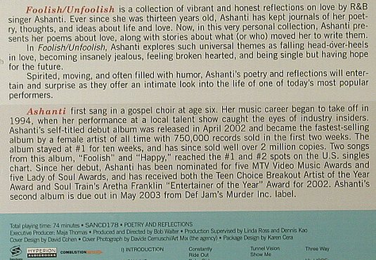 Ashanti: Foolish/Unfoolish(Audiobook), Sanctuary(SANCD 178), UK FS-New, 2002 - CD - 95092 - 7,50 Euro