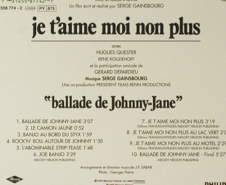 Je t'aime Moi Non Plus: Serge Gainsbourg '76, Digi, Philips (558 774-2), F, 1998 Typ: CD Best.-Nr.: 96454 Preis: 20,00 Euro
