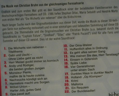 Wicherts von Nebenan: Generation Fernseh-Kult, FS-New, hi-hat Rec. (HHR 10019-2), , 2004 Typ: CD Best.-Nr.: 97112 Preis: 7,50 Euro