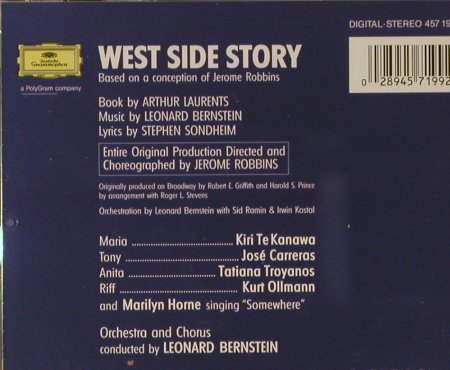 West Side Story: Leonard Bernstein conducts, Deutsche Grammophon (457 199-2), D, 1985 Typ: CD Best.-Nr.: 97167 Preis: 5,00 Euro