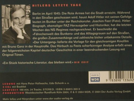 Der Untergang: Joachim Feist, Lesung, Digi, WDR, D,190 min., 2004 Typ: 3CD Best.-Nr.: 97919 Preis: 7,50 Euro