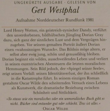 Wilde,Oscar: Das Bildnis des Dorian Gray, NDR'81, Deutsche Grammophon(), D, 1994 - 7CD - 99944 - 20,00 Euro