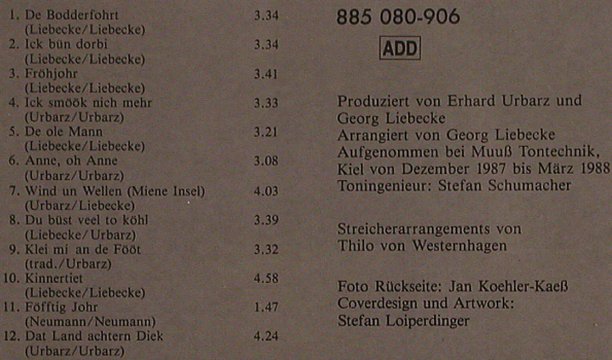 Achtern Diek: Bi uns to Huus, WOM/Autobahn (885 080-906), D, 1988 Typ: CD Best.-Nr.: 82042 Preis: 10,00 Euro