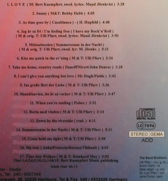 Pfarr,Ulli and Band Brothers: Love, Hunter-Studio Hamburg, D Typ: CD Best.-Nr.: 83930 Preis: 10,00 Euro
