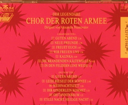 Chor der Roten Armee: Der Legendäre, cond.A.Poustovalov, BMG, D, 1992 Typ: CD Best.-Nr.: 83932 Preis: 7,50 Euro