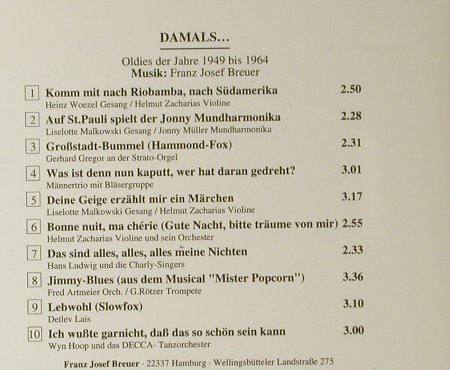 Breuer,Franz Josef  - Damals..: Oldies der Jahre 1949 bis 1964, RP 12774(), D,  - CD - 83938 - 10,00 Euro