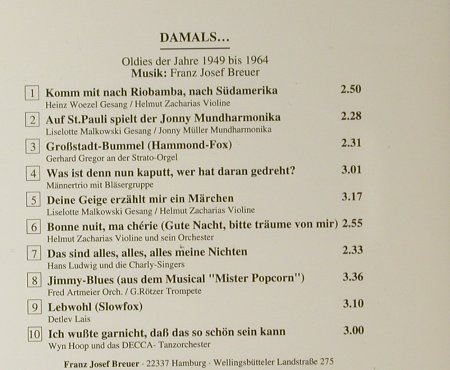 Breuer,Franz Josef  - Damals..: Oldies der Jahre 1949 bis 1964, RP 12774, D Typ: CD Best.-Nr.: 83938 Preis: 10,00 Euro