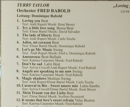 Rabold,Fred - Orch. - Terry Taylor: Loving You, Fred Rabold (CD FR 6100), D Typ: CD Best.-Nr.: 83941 Preis: 10,00 Euro