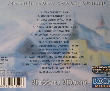 Ausseer Bradlmusi: Leonharder Dreigesang-Advent, Koch, D, 2001 Typ: CD Best.-Nr.: 83959 Preis: 7,50 Euro
