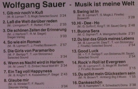 Sauer,Wolfgang: Musik ist meine Welt, Sonia(77177), D,  - CD - 83964 - 7,50 Euro