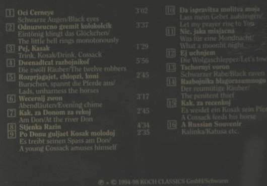 Don Kosaken Chor Russia: Greatest Hits, Koch, A, 2001 Typ: CD Best.-Nr.: 83970 Preis: 5,00 Euro