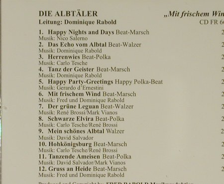 Albtäler,Die: Mit Frischem Wind, Fred Rabold (CD FR 6600), D Typ: CD Best.-Nr.: 83982 Preis: 10,00 Euro