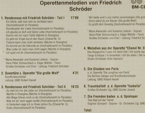 Schröder,Friedrich-OperettenMelodie: Ein Glück das man sich so verlieben, Bella Musica,  Typ: CD Best.-Nr.: 84005 Preis: 5,00 Euro