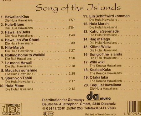 V.A.Song of the Island: Hula Hawaiians..., Sonia(77052), D,  - CD - 84022 - 6,00 Euro