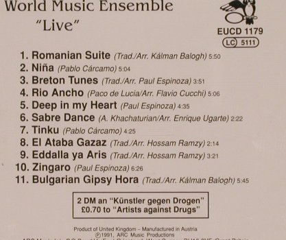 World Music Ensemble: Live, ARC Music (EUCD 1179), D, 1991 Typ: CD Best.-Nr.: 84051 Preis: 5,00 Euro