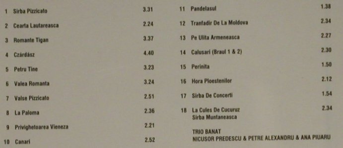 Trio Banat - Folk of the World: Romania / Rumänien ,18 Tr., ZYX, D, 1999 Typ: CD Best.-Nr.: 84199 Preis: 6,00 Euro