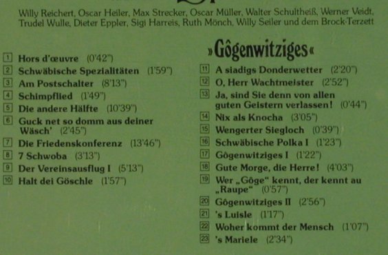 V.A.Schwäbische Spezialitäten: serviert v. Willy Reichert,O.Heiler, Intercord (815.249), D, 1989 Typ: CD Best.-Nr.: 84385 Preis: 7,50 Euro