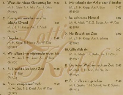 Krekel,Lotti: Ein Bisschen Herz, TMK (TMK 013350), D Typ: CD Best.-Nr.: 99484 Preis: 7,50 Euro