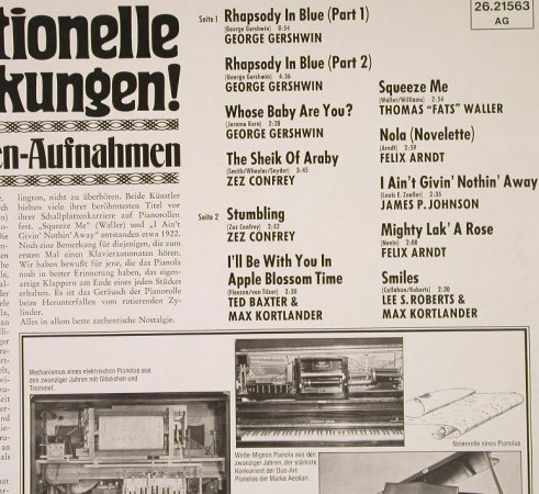 V.A.Klavierrollen-Aufnahmen: Sensationelle Entdeckungen!, RCA(26.21563 AG), D, Ri, 1959 - LP - F9882 - 6,00 Euro