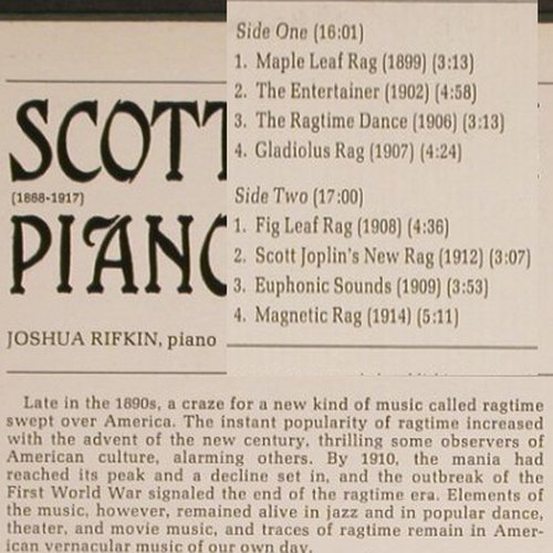 Rifkin,Joshua: Piano Rags By Scott Joplin, Elektra(ELK 32 005), D, 1974 - LP - H6959 - 4,00 Euro