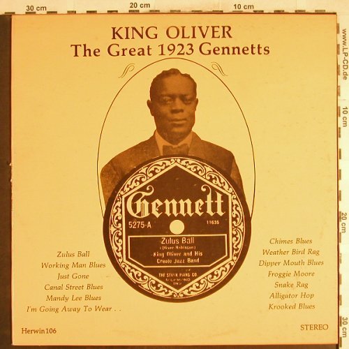 King Oliver: The Great 1923 Gennetts, m-/vg+, Herwin(106), US,  - LP - H7441 - 6,00 Euro