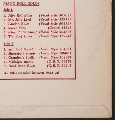 Morton,Jelly Roll: Piano Roll Solos, m-/vg+, Collector's Classics(CC 7), UK,  - LP - H7451 - 6,00 Euro