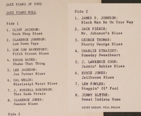 V.A.Jazz Piano Rolls: Cliff Jackson...Jimmy Blythe, Jazz Piano(JP 5002), ,  - LP - H8568 - 9,00 Euro