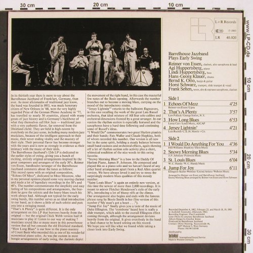 Barrelhouse Jazzband: Plays Early Swing, LR(40.020), D, 1983 - LP - V2116 - 6,00 Euro