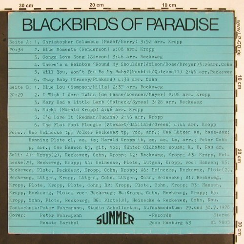 Blackbirds Of Paradise: Same, Summer(SL 7805), D, 1978 - LP - V2156 - 7,50 Euro