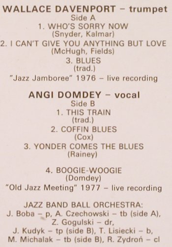 Davenport,Wallace & Angi Domdey: Same,feat. Jazz Band Ball, signiert, Muza(SX 1529), PL, 1977 - LP - V2254 - 7,50 Euro
