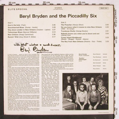 Bryden,Beryl   and t.Piccadilly Six: Same, sign., vg+/vg+, Elite Special (SOLP-514), CH, 1970 Typ: LP Best.-Nr.: V3361 Preis: 6,00 Euro