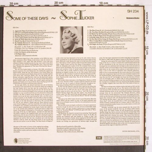 Tucker,Sophie: Some of these days (1924-1937), EMI (SH 234), UK, 1976 Typ: LP Best.-Nr.: V362 Preis: 7,50 Euro