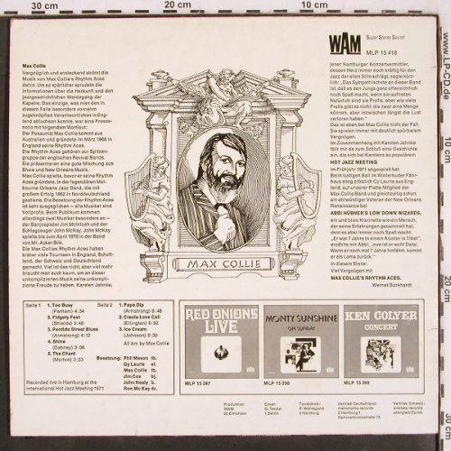 Collie's Rhythm Aces,Max: Same, Live Hamburg Int.Jazz Meeting, WAM (MLP 15 418), D, 1971 Typ: LP Best.-Nr.: V3630 Preis: 9,00 Euro