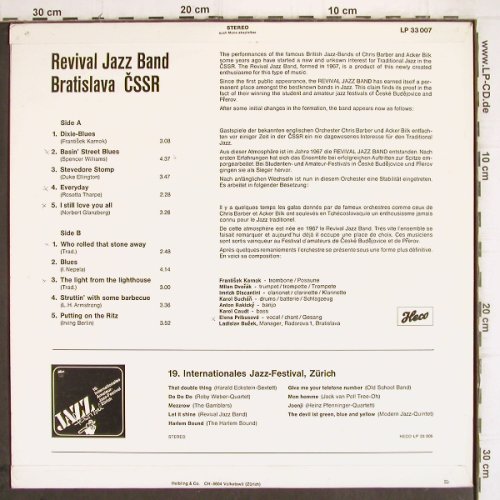 Revival Jazz-Band Bratislava: Same, Heco (LP 33 007), CH Typ: LP Best.-Nr.: V434 Preis: 7,50 Euro