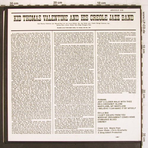 Kid Thomas Valentine & h.Creole J.B: Same, Arhoolie(F 1016), US, Mono,  - LP - V917 - 9,00 Euro
