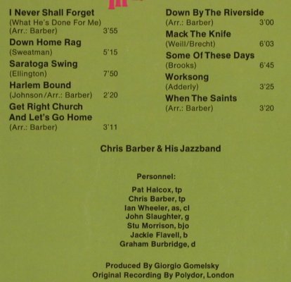 Barber,Chris: In Hamburg-Live in Concert, vg+/m-, Karussell(2499 020), D, Ri, 1968 - LP - X3474 - 5,00 Euro