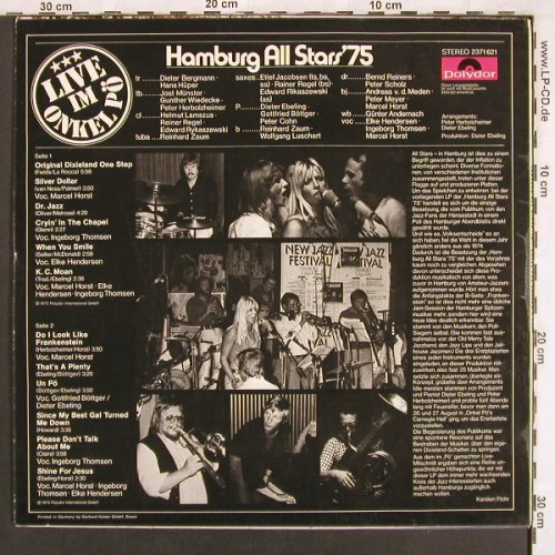 Hamburg All Stars '75: Onkel Pös Carnegie Hall, Polydor(2371 621), D, 1975 - LP - X3526 - 20,00 Euro