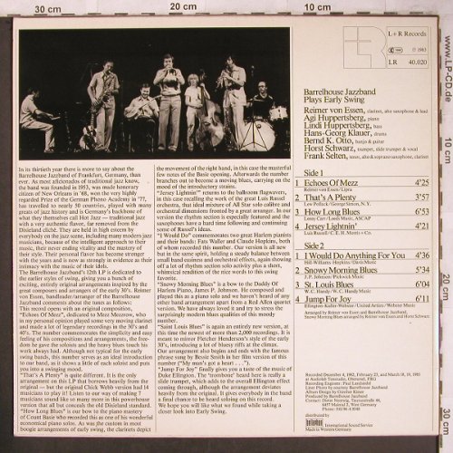 Barrelhouse Jazzband: Plays Early Swing, LR(40.020), D, 1983 - LP - X4673 - 5,00 Euro